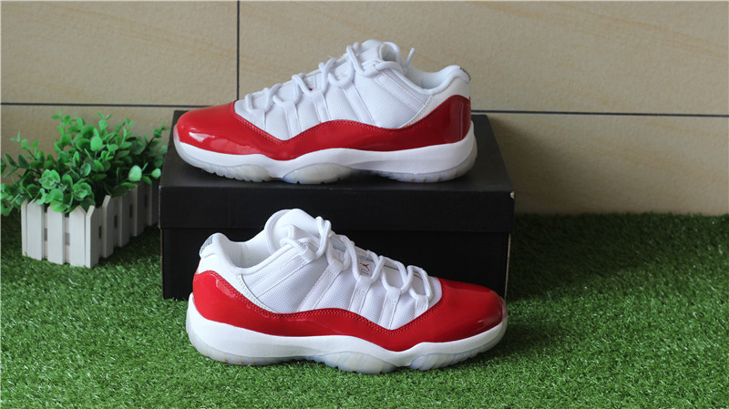 Authentic Air Jordan 11 Low White Varsity Red Cherry